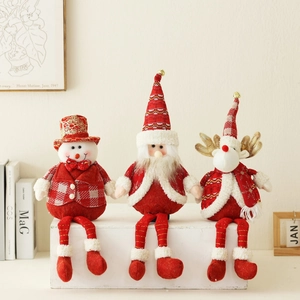 Three-piece Christmas gnome plush set with Santa, snowman and reindeer knitting decor