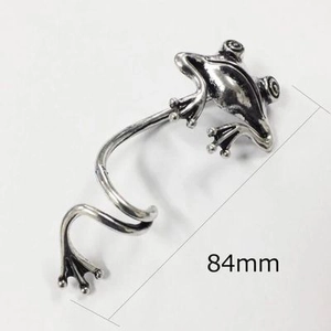 Pendiente de cartílago con forma de rana en plata vintage estilo étnico para mujer, 84mm