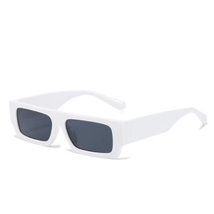 Retro white square frame sunglasses with dark lenses featuring a Y2K rectangular style