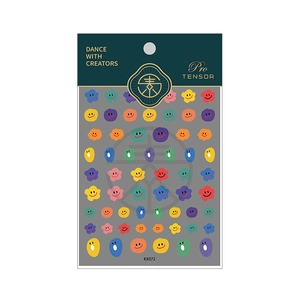 Pro TENSOR KX072 colorful smile and block nail stickers on dark green backing card