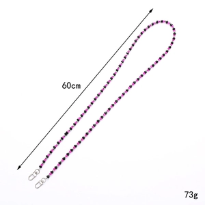 60cm colorful crystal beaded crossbody chain with dual metal clasps for bags or phones