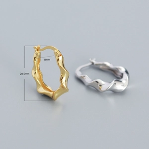 Textured irregular gold and silver twist hoop earrings, 20.5mm height jewelry for women