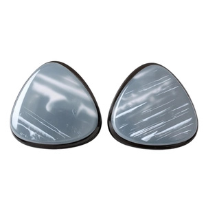Vintage marble resin triangle stud earrings with grey and white streaked patterns