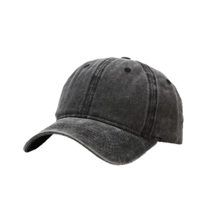 Casquette de baseball vintage en coton gris anthracite délavé avec visière incurvée