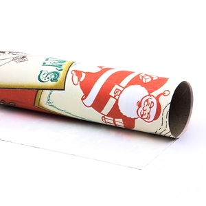Vintage Christmas Santa kraft wrapping paper rolls in red and cream white patterns