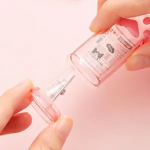 Cute pink cat paw manual pencil sharpener with translucent glitter finish and cat design