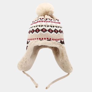 Chapeau trappeur d'hiver pour femme avec doublure en fausse fourrure et tricot