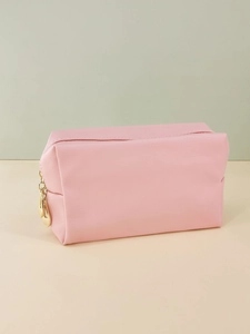 Solid Color PU Leather Makeup Bag Large Capacity Waterproof Cosmetic Storage Pouch Travel Toiletry Organizer For Women