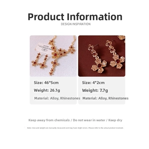 Detailed dimensions and weight specifications for the vintage floral jewelry set