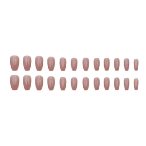 24pcs set of elegant nude pink glossy press-on nails in medium trapezoid shape
