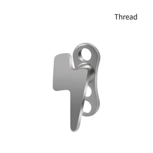 Lightning bolt G23 titanium dermal anchor top with internal thread for piercings