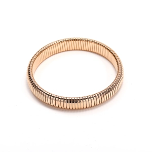 Minimalist rose gold Tubogas stretch bracelet in vintage ribbed stainless steel style