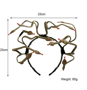 Detailed size chart of Medusa snake headband showing 23cm dimensions on white background