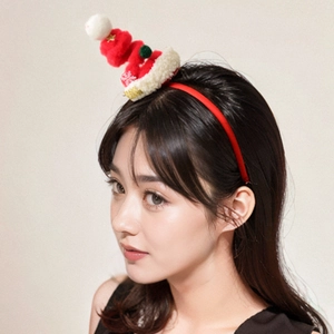 Serre-tête de Noël avec mini bonnet de Père Noël en peluche rouge pour cadeaux de fête