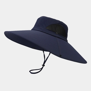 Nylon Polyester Outdoor Sun Hat Wide Brim Breathable Mesh Quick Dry Boonie Hat With Adjustable Chin Strap Men Women