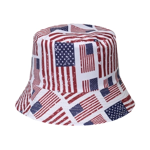 Distressed American flag bucket hat for men and women with reversible sun protection design