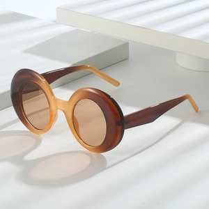 Retro Oversized Round Sunglasses PC Thick Frame UV400 Protection Fashion Travel Chic Color Blocking Unisex