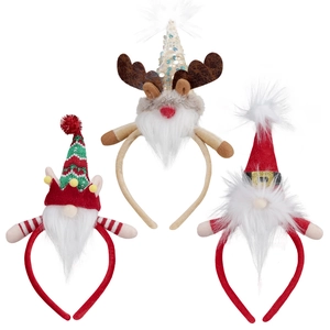 Dreiteiliges Weihnachts-Haarreif-Set mit Strickmützen und Pailletten für festliche Partys