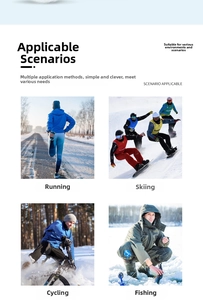 Outdoor fleece cap scenes for skiing, running, cycling and fishing in cold winter weather