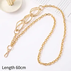 Detailed 60cm gold zinc alloy chain strap with interlocking oval links and lobster hooks