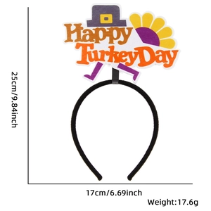 Happy Turkey Day headband with festive felt decor for Thanksgiving party props