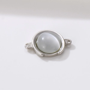 Minimalist stainless steel circular gemstone pendant connector with dual side holes