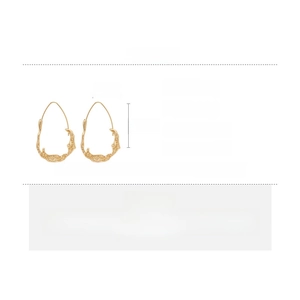 Detailed size and specs for irregular gold-tone alloy earrings with silver pins