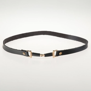 Detailed view of the black leather braided cord with a premium gold metal buckle