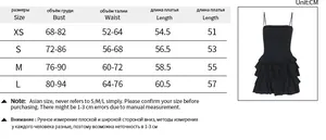 Detailed size guide chart for women ruffle backless mini dress with measurements