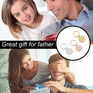 Polished stainless steel round keychains in gold, silver and rose gold for father's gift