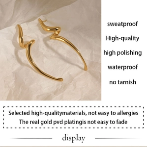 Detailed view of polished gold teardrop earrings featuring sweatproof PVD gold plating