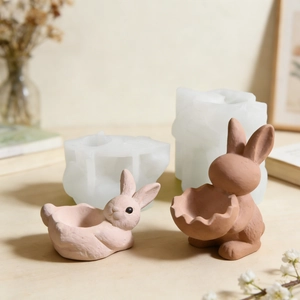 Easter bunny candle holder silicone molds for DIY rabbit plaster and resin crafts