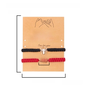 Adjustable spider web handmade woven bracelet set with detailed size specifications
