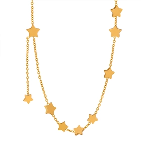 Elegant French vintage gold star tassel pendant necklace made of high-quality titanium steel