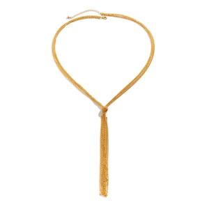 Goldene mehrlagige Halskette mit elegantem Mittelknoten und langem Quasten-Anhänger