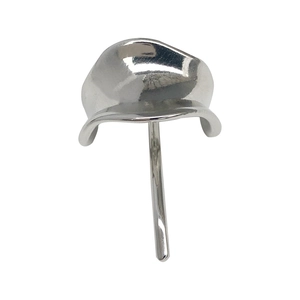 Minimalist silver wavy metal hair hook with streamlined design on white background