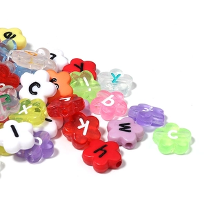Colorful acrylic flower beads with alphabet letters for DIY jewelry making accessories