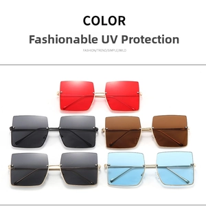 Detailed flat lay of oversized square sunglasses in five trendy assorted colors