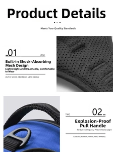 Detail of breathable shock-absorbing mesh and heavy-duty D-ring on pet harness