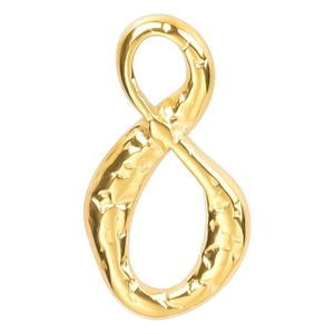 Number 8 pendant in hammered 18k gold plated 304 stainless steel with irregular texture