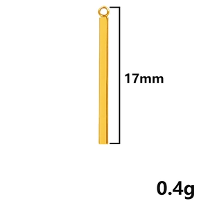Detail view of a 17mm long gold bar pendant weighing 0.4g made of 304 stainless steel