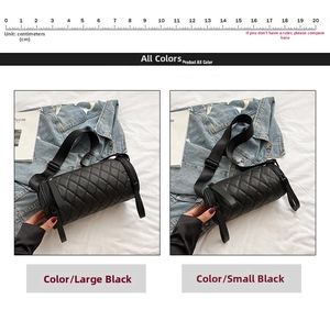 Quilted cylinder bags in large and small sizes with adjustable nylon shoulder straps