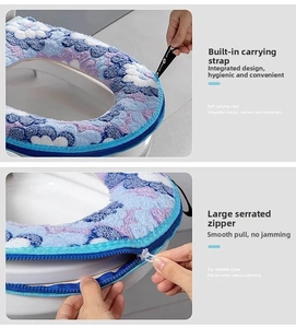 Detail of toilet seat cover with big serrated zipper and integrated carrying rope