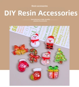 Detailed collection of 9 DIY Christmas resin charms featuring Santa and glitter textures