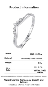 Macro shot of V-shaped S925 sterling silver ring with micro-pave cubic zirconia stones