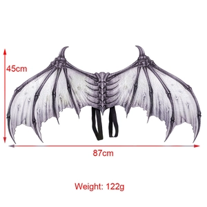 Foldable black and white bone wings for Halloween party, size 87cm by 45cm and 122g