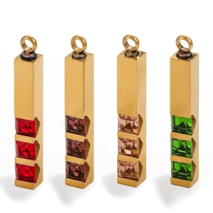 Roestvrij Staal Zirconia Parfum Hanger Geometrische Te Openen Kolom Herdenkingssieraden Ketting Voor Unisex