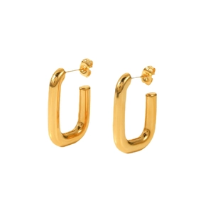 Modern 18K gold plated titanium steel rectangular hoop earrings for women jewelry