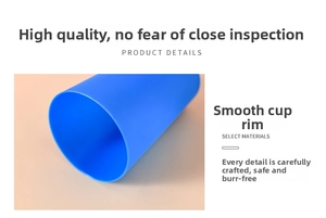 Close-up of smooth, rounded edges and burr-free craftsmanship on the blue stacking cup