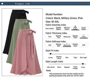 Detail view of the high waist midi skirt showing the side bow tie and textured fabric